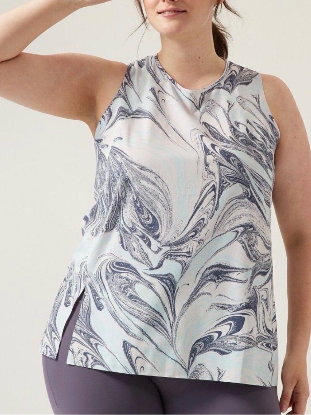 NWT Athleta Zephyr Sumi Marble Light Blue Tank Size 3X